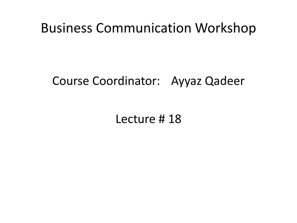 business communication workshop n.