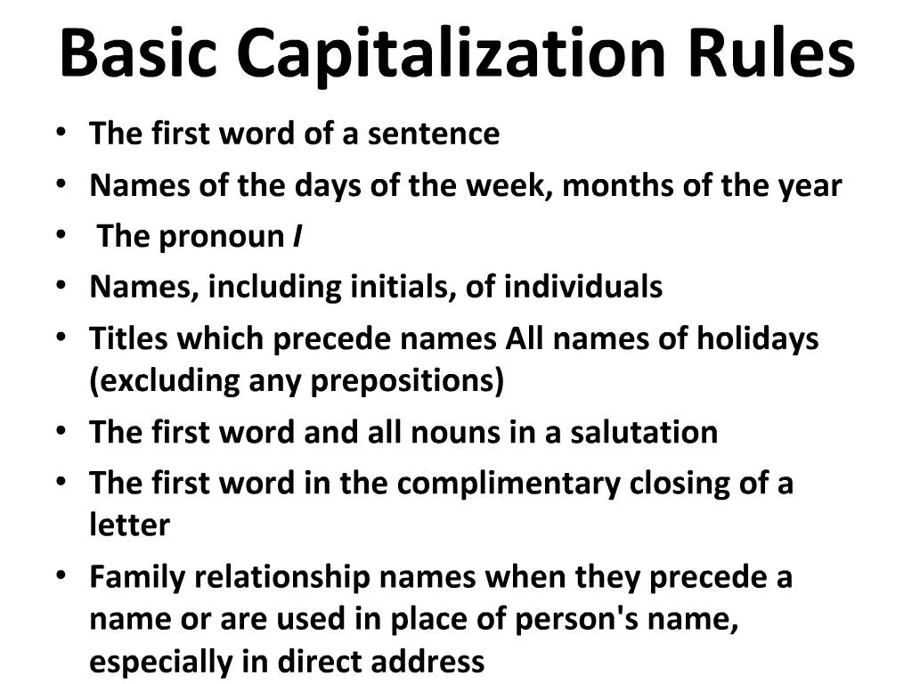 capitalization rules for powerpoint presentations