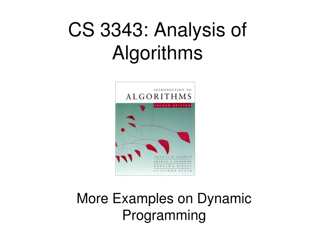 cs 3343 analysis of algorithms n.