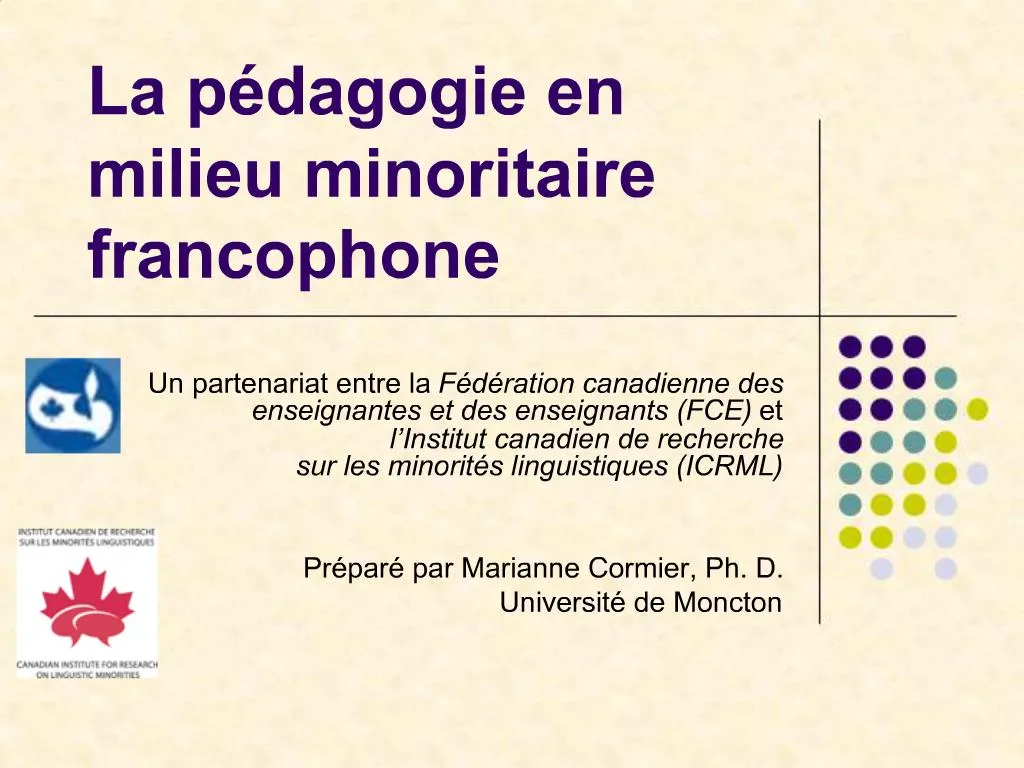 PPT - La P Dagogie En Milieu Minoritaire Francophone PowerPoint ...