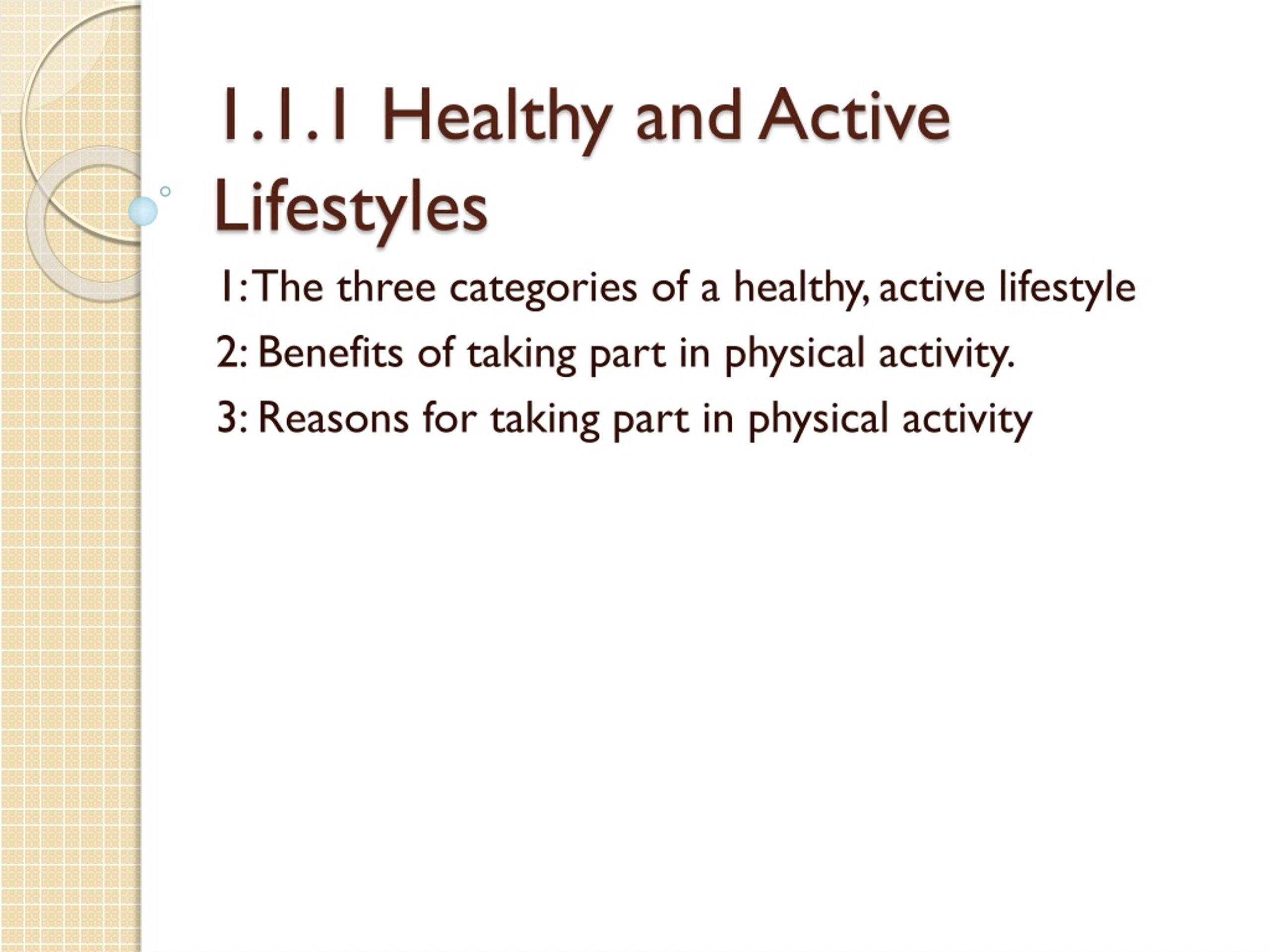 PPT - 1.1.1 Healthy and Active Lifestyles PowerPoint Presentation, free ...