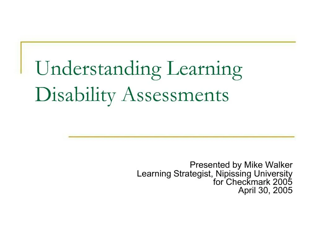PPT - Understanding Learning Disability Assessments PowerPoint ...