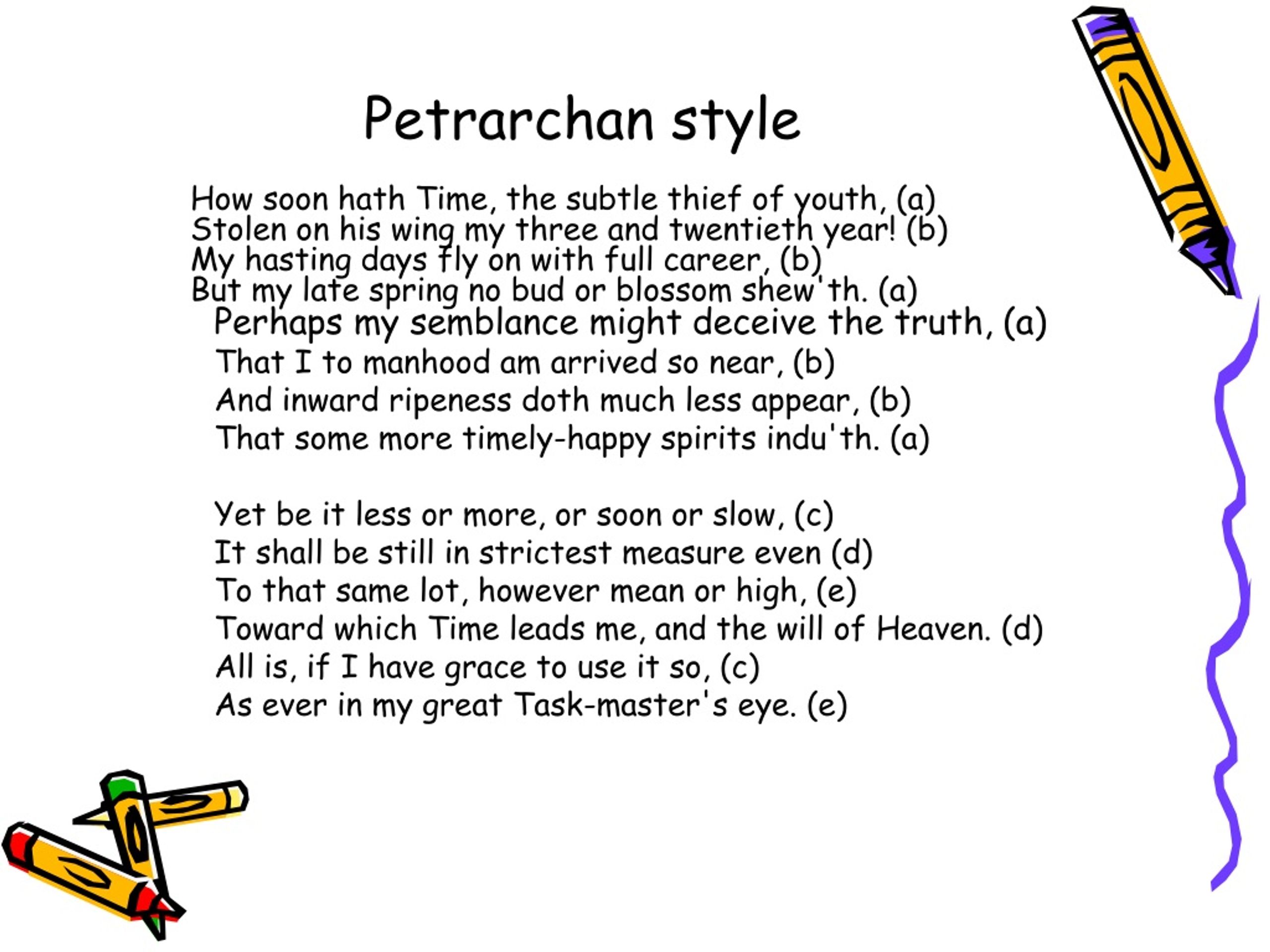 Sample Petrarchan Sonnet