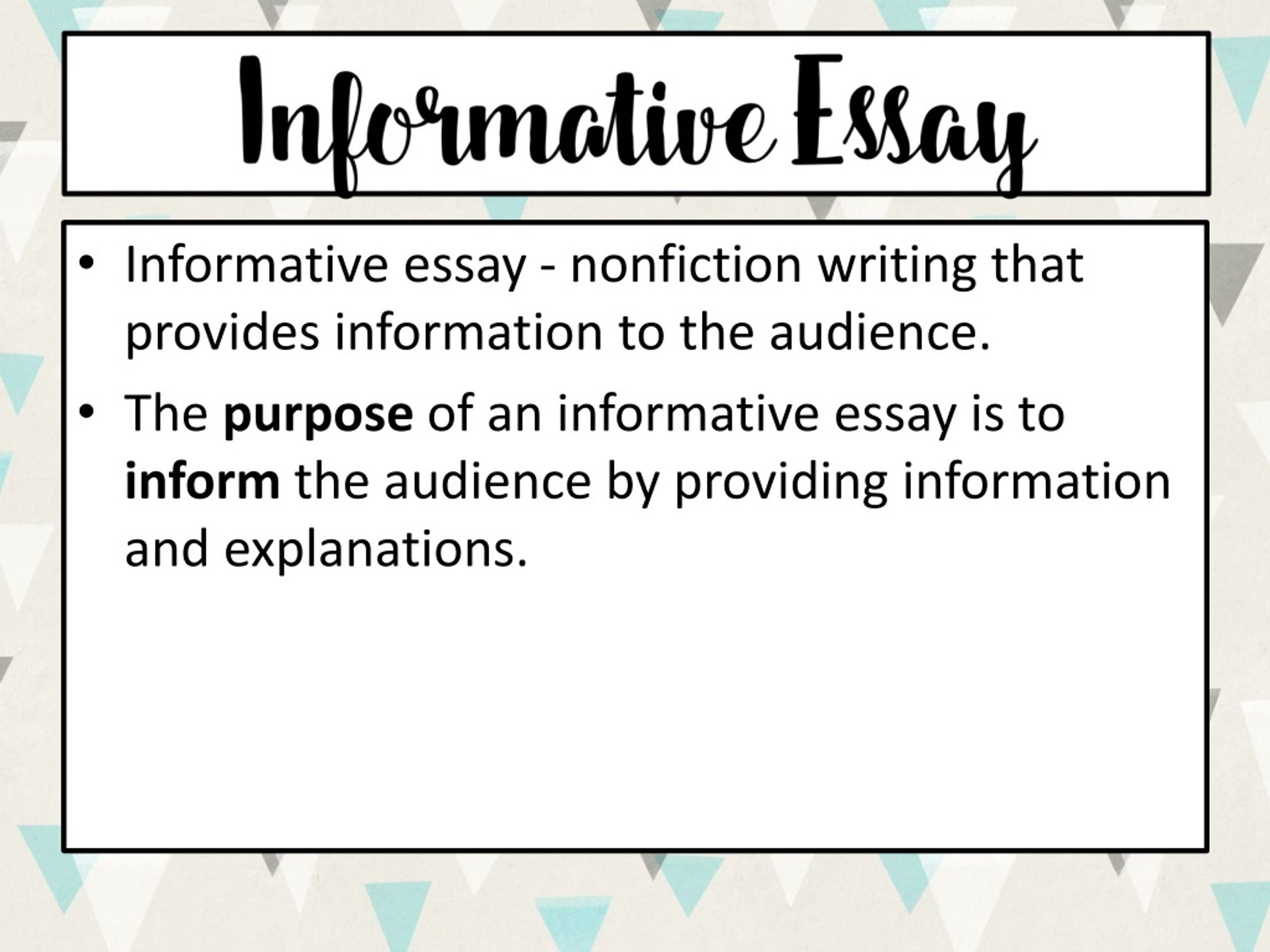 meaning of informative essay