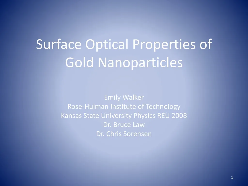 surface optical properties of gold nanoparticles n.