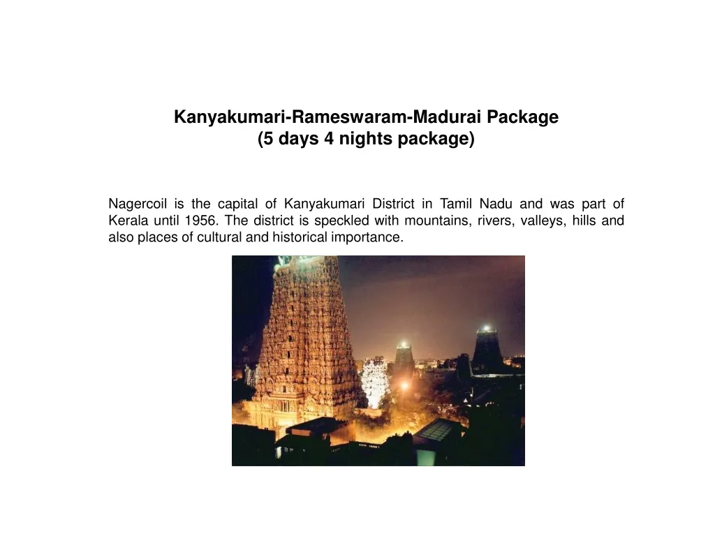 kanyakumari rameswaram madurai package 5 days n.