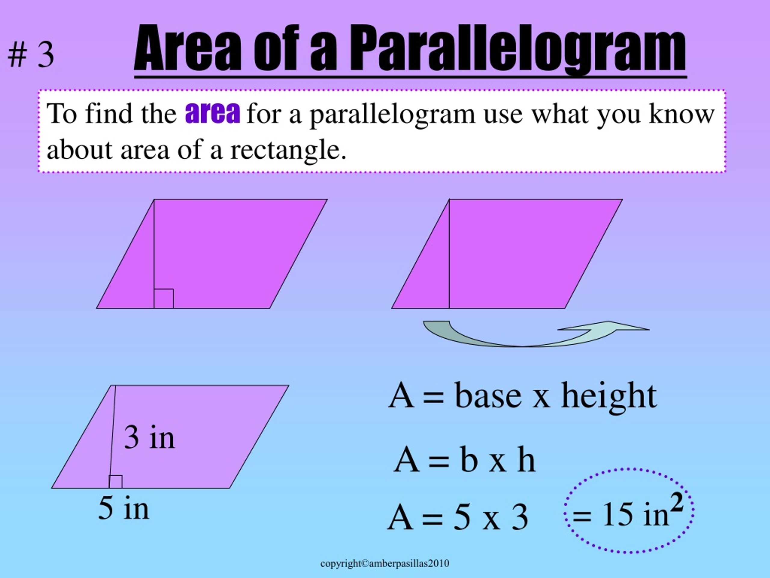 how to find the height of a parallelogram with base and side