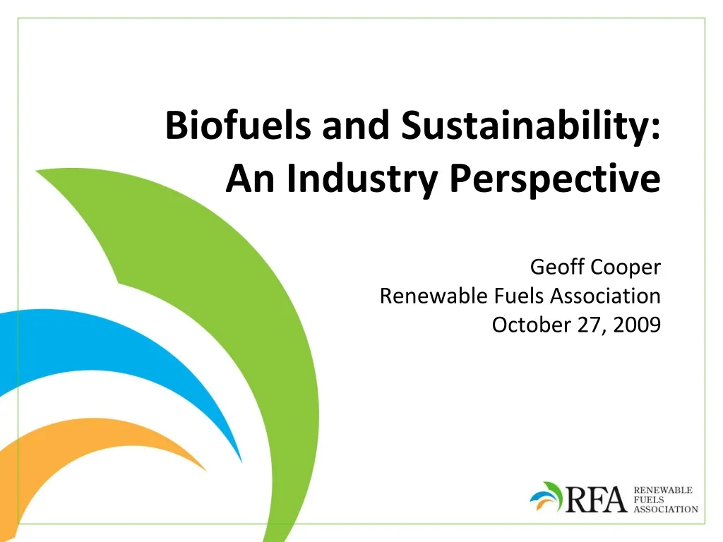 PPT - Biofuels And Sustainability: An Industry Perspective PowerPoint ...