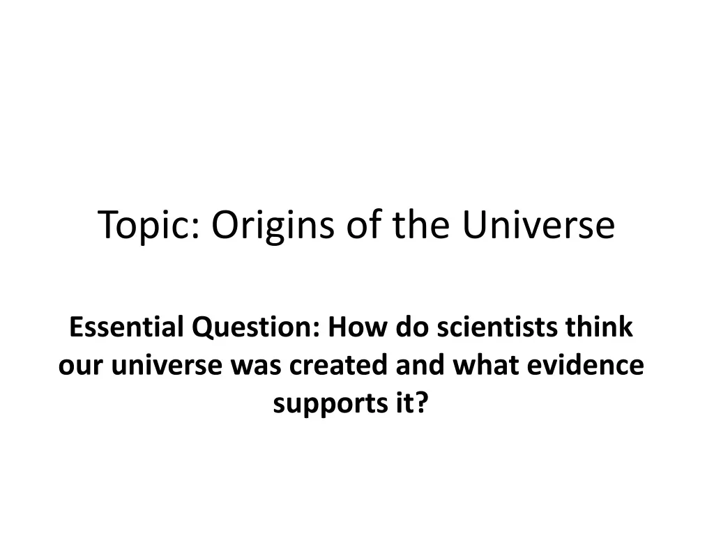 topic origins of the universe n.