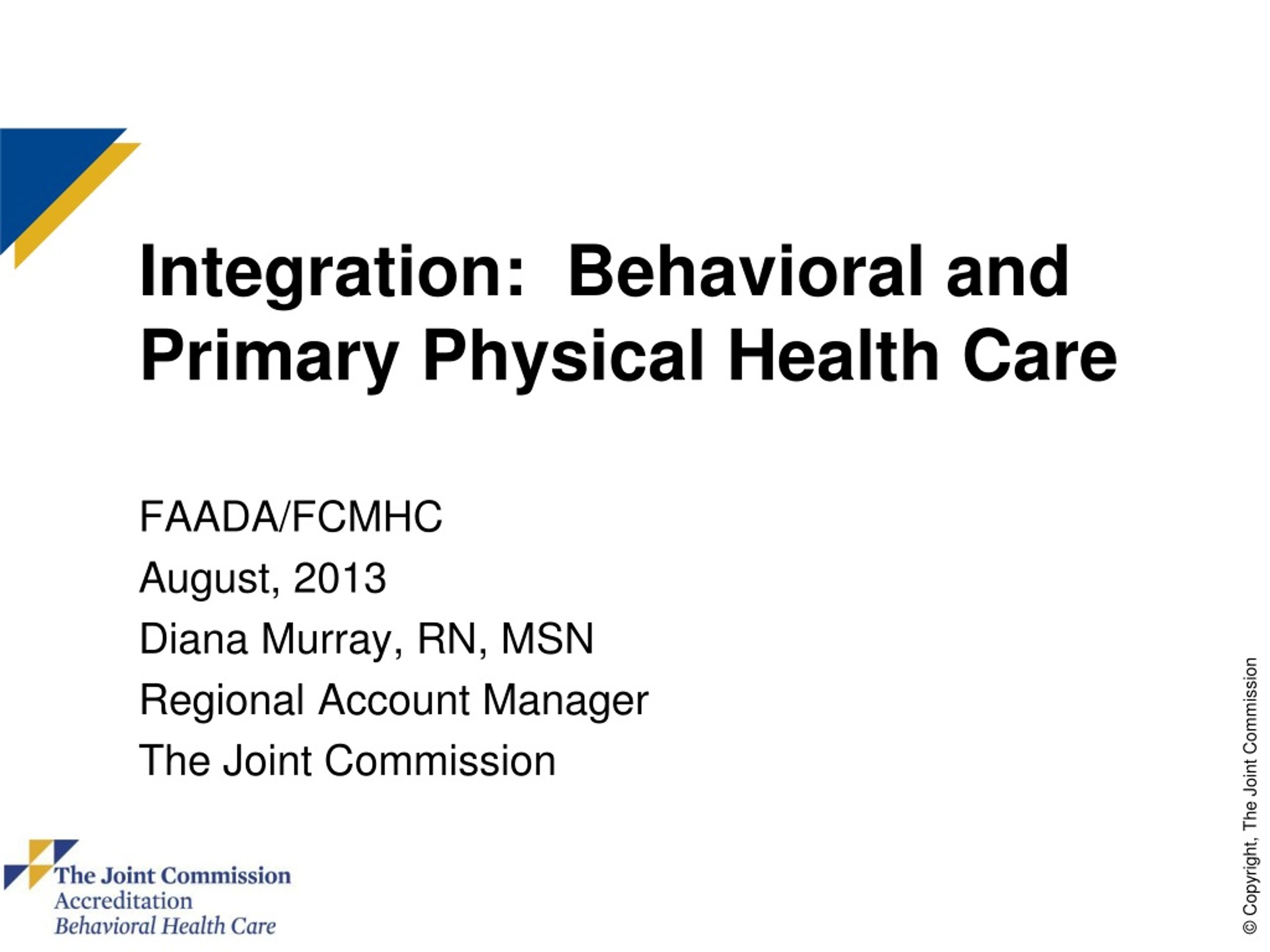 PPT - Integration: Behavioral And Primary Physical Health Care ...