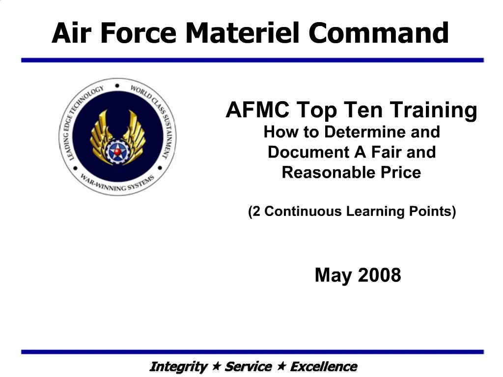 PPT - AFMC Top Ten Training How to Determine and Document A Fair and ...