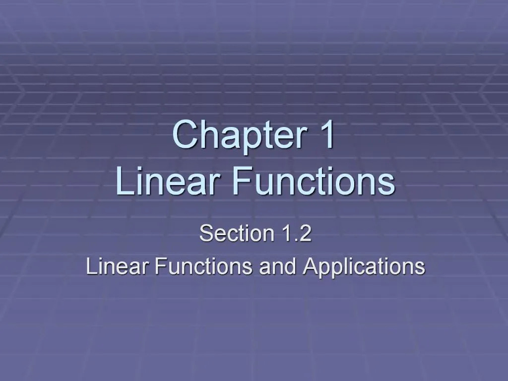 PPT - Chapter 1 Linear Functions PowerPoint Presentation, free download ...