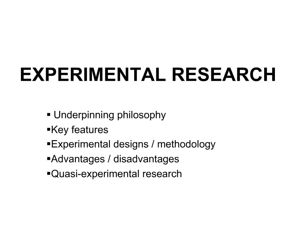 PPT - EXPERIMENTAL RESEARCH PowerPoint Presentation, Free Download - ID ...