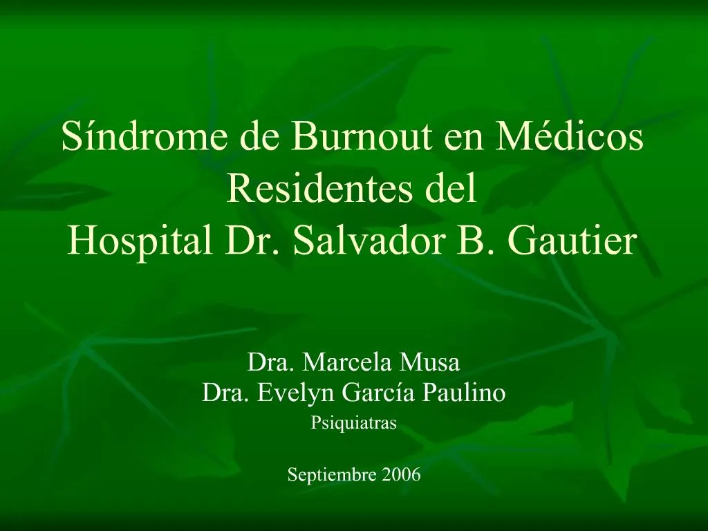 PPT - S Ndrome De Burnout En M Dicos Residentes Del Hospital Dr ...