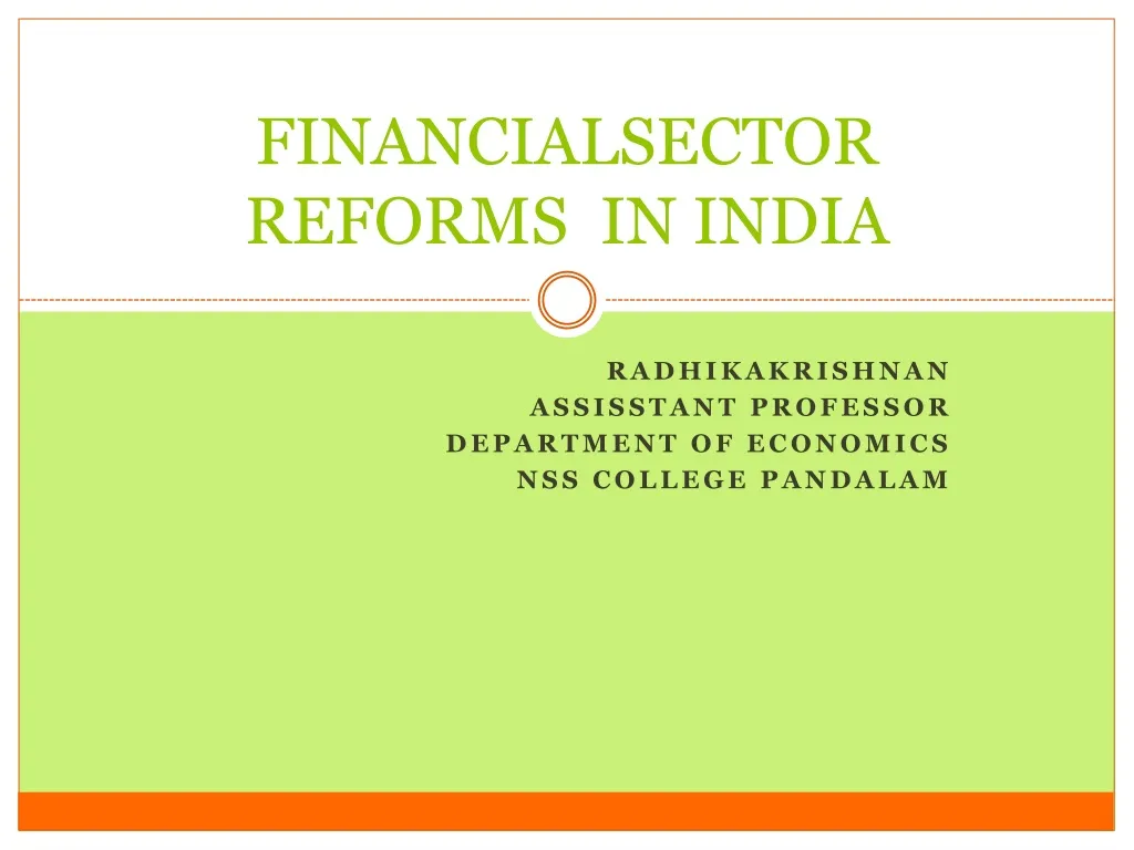 PPT - FINANCIALSECTOR REFORMS IN INDIA PowerPoint Presentation, Free ...