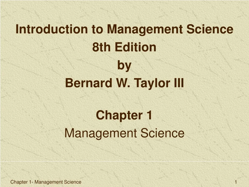 PPT - Introduction To Management Science 8th Edition By Bernard W ...