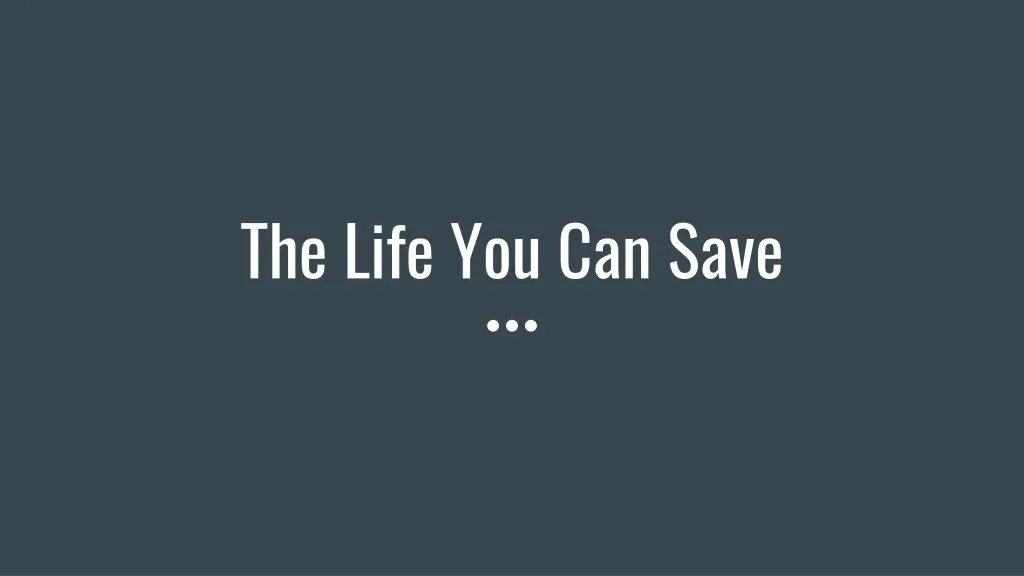 the life you can save book