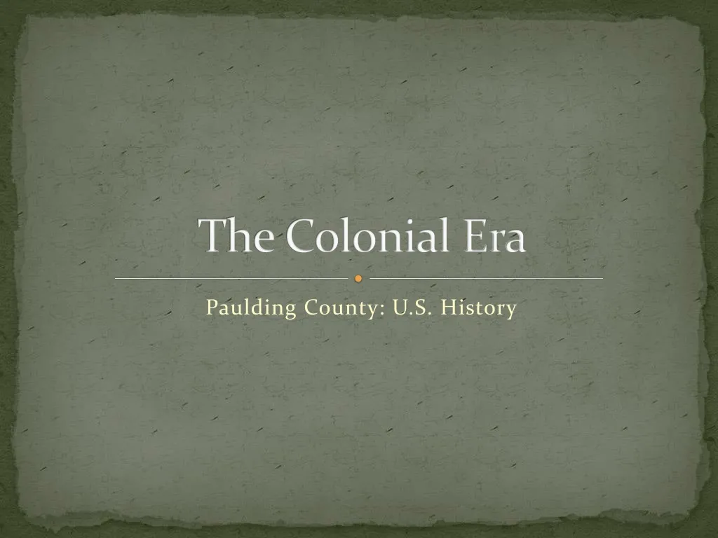 the colonial era n.