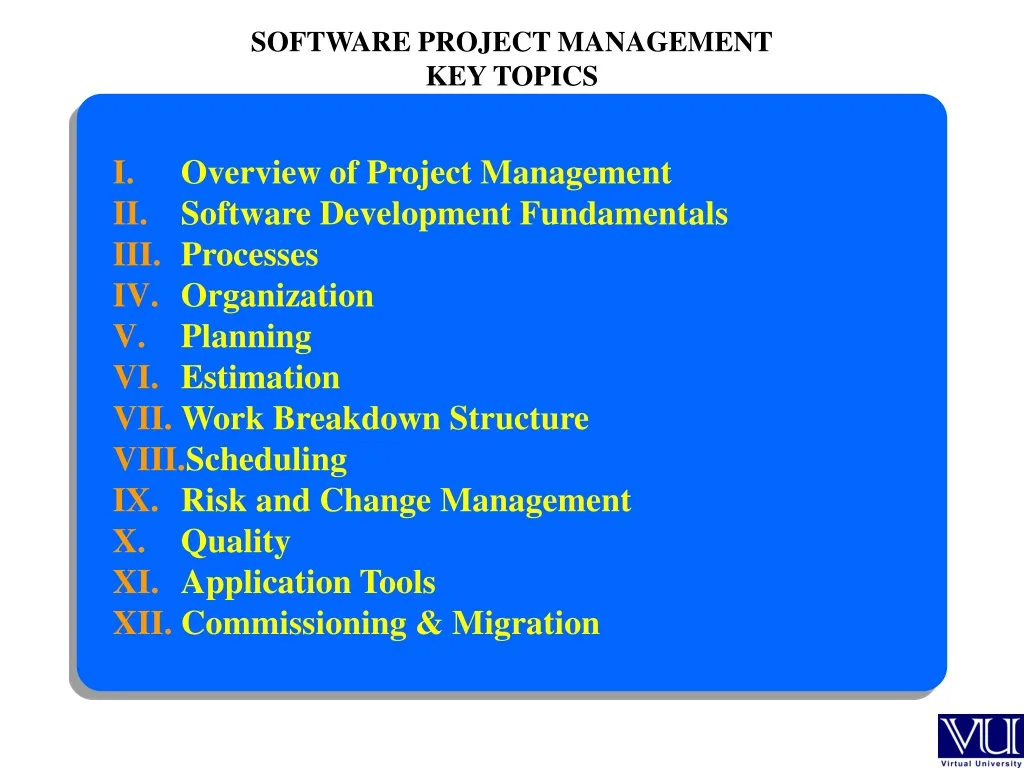 software project management topics for presentation