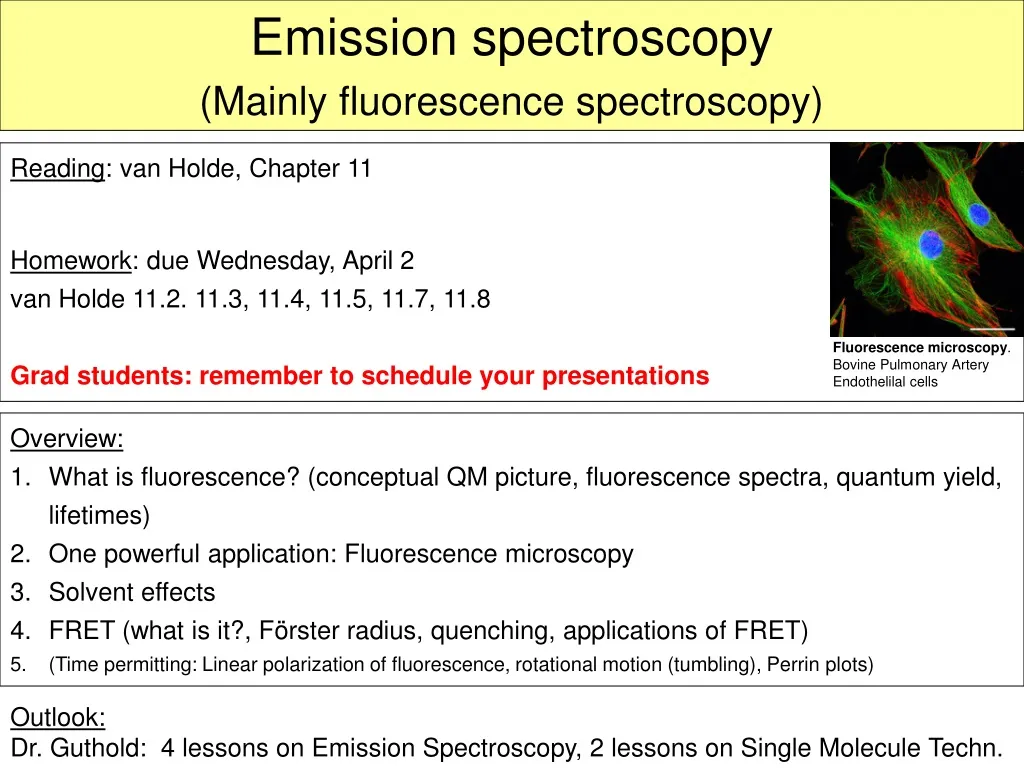 PPT Emission spectroscopy (Mainly fluorescence spectroscopy