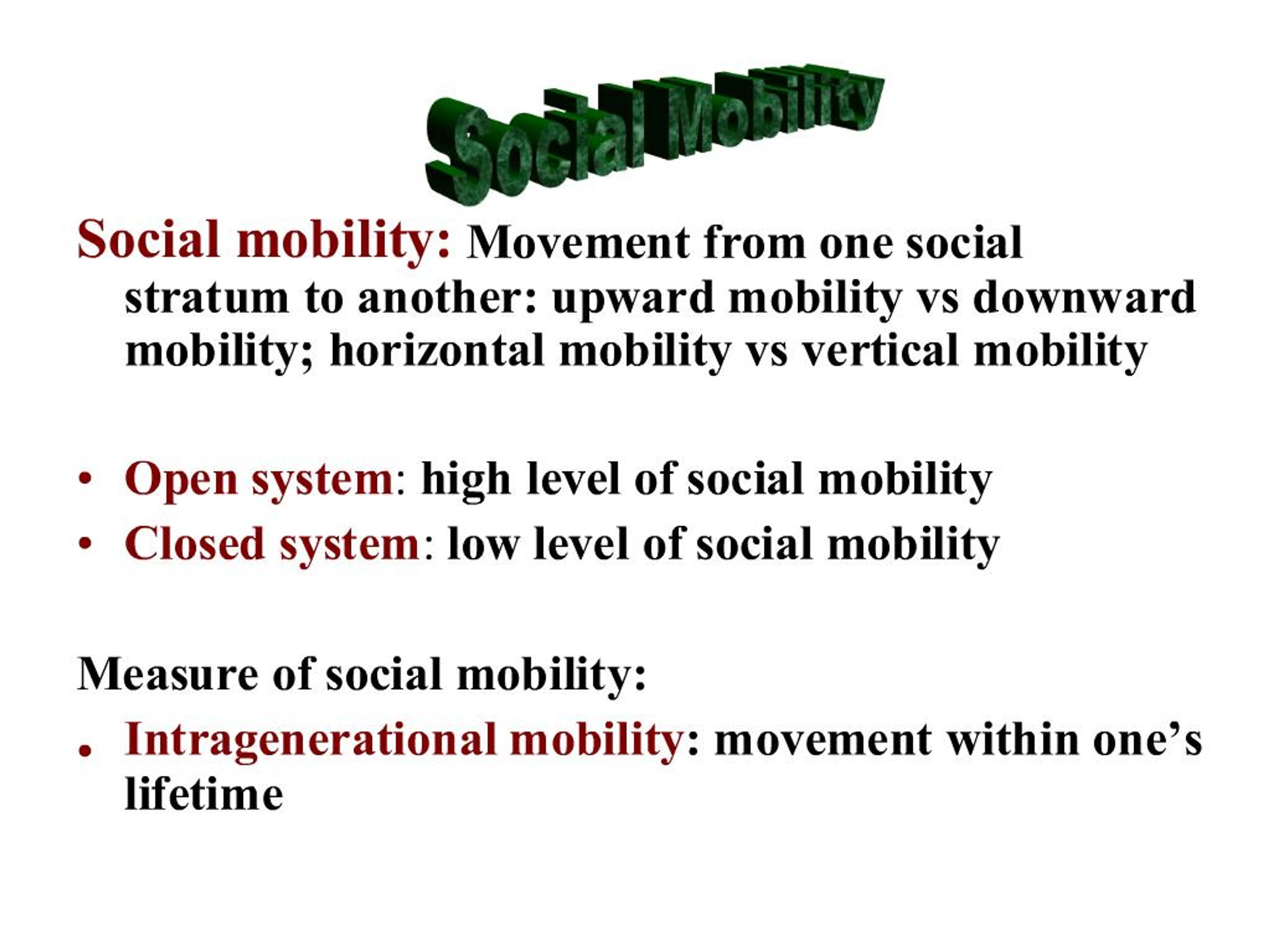 what is horizontal social mobility