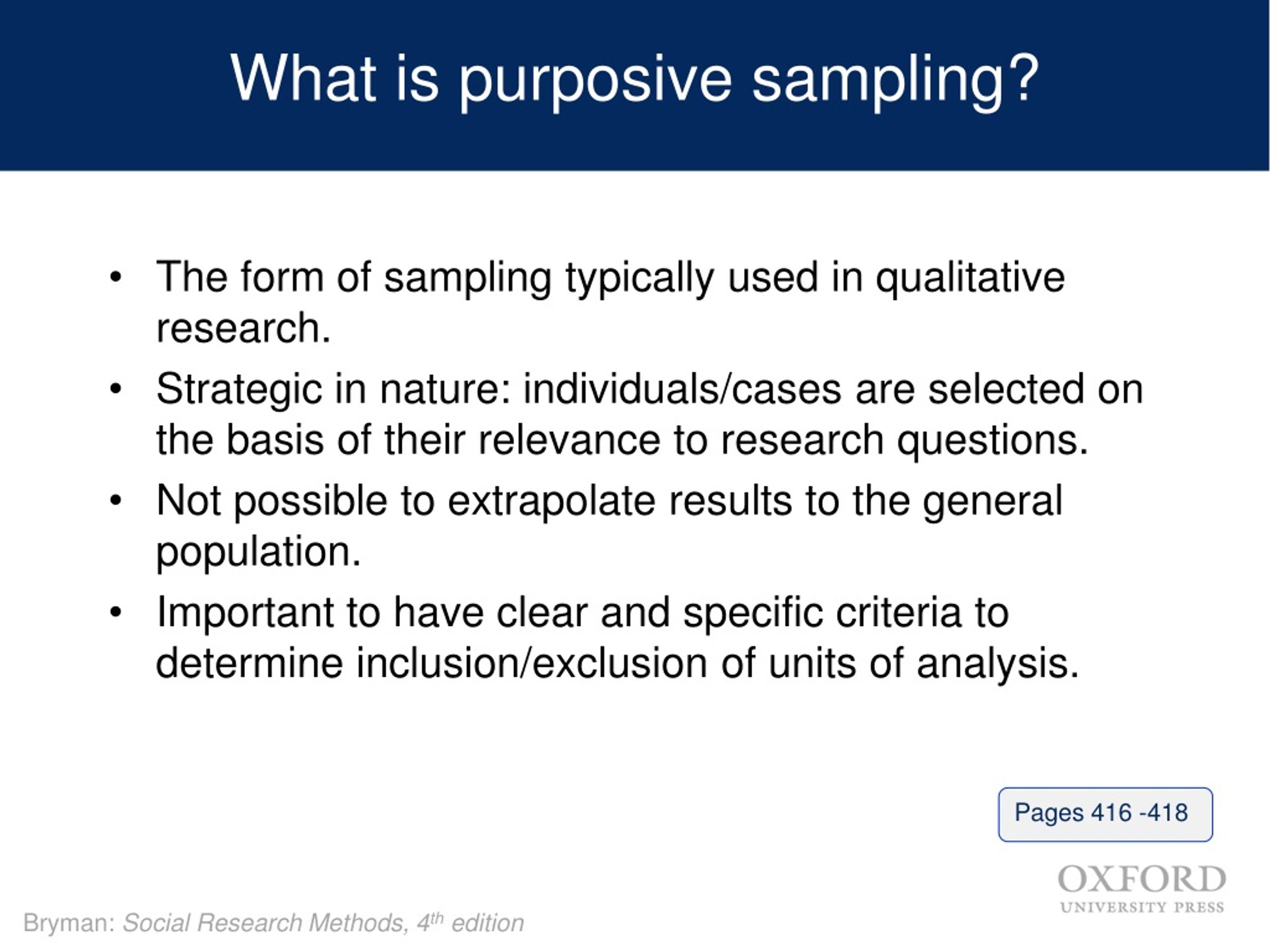 quantitative research typically uses purposive sampling