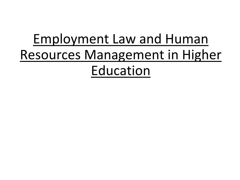 PPT - Employment Law And Human Resources Management In Higher Education ...