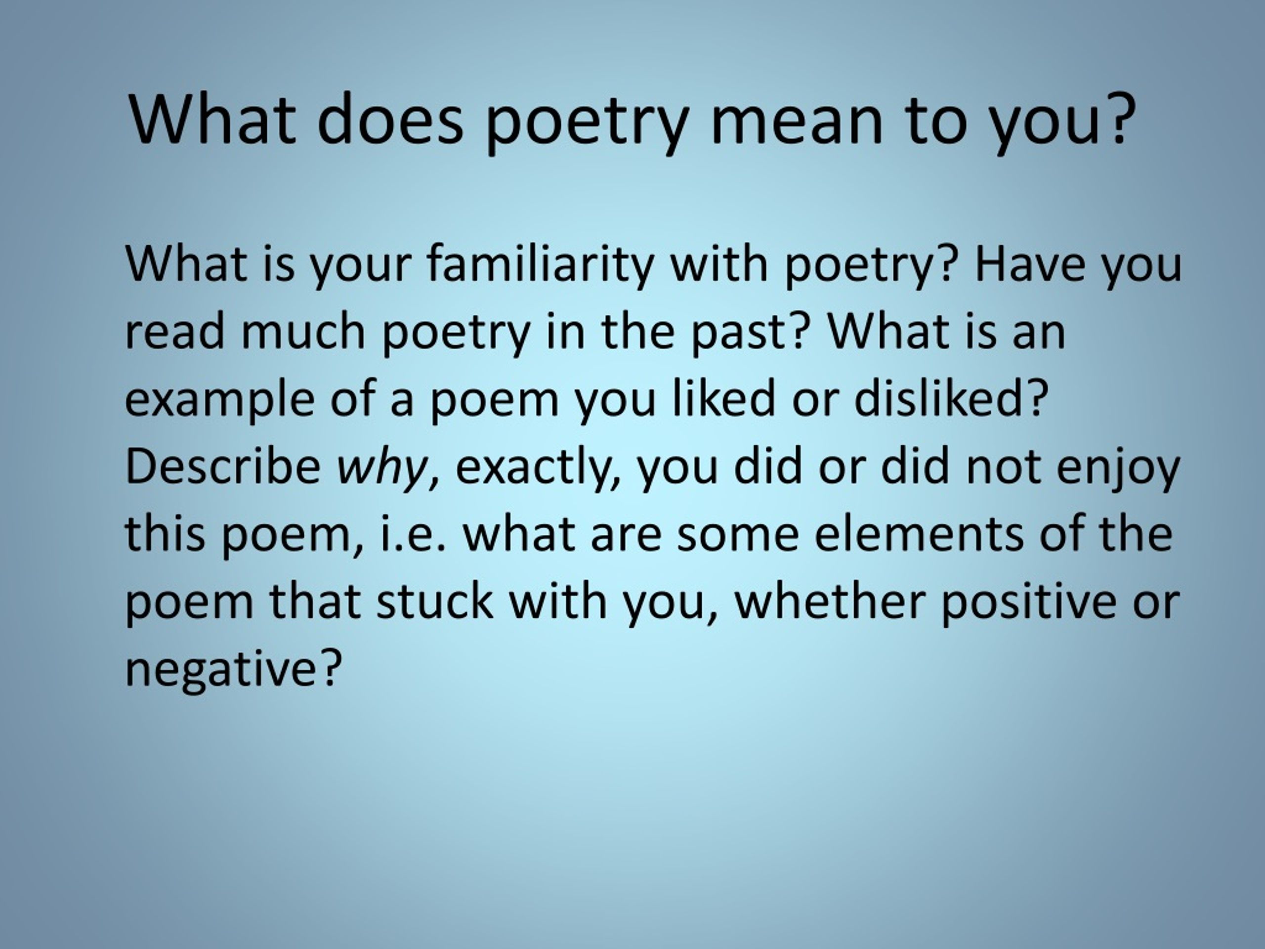 what does poetry mean to you essay