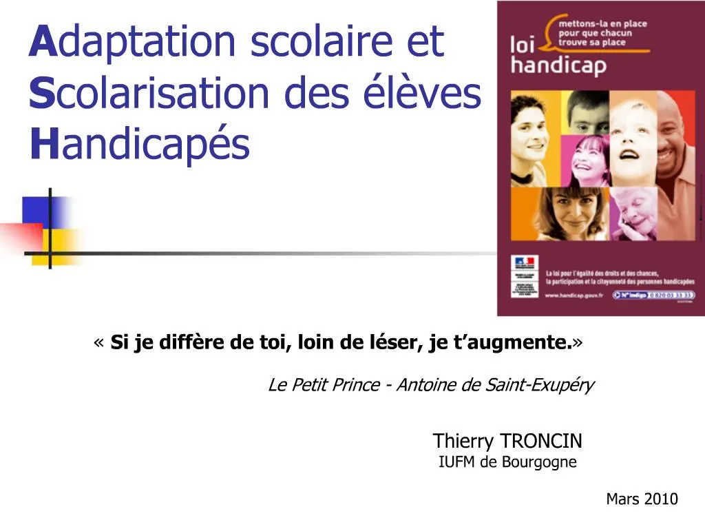 PPT - Adaptation Scolaire Et Scolarisation Des L Ves Handicap S ...