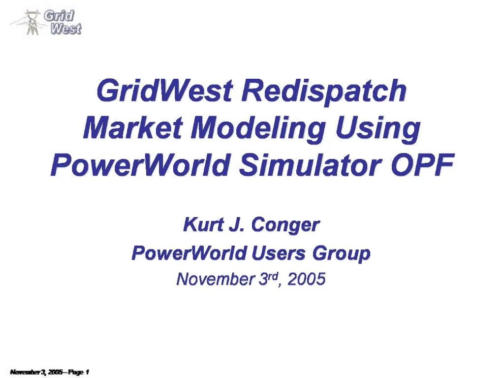 PPT GridWest Redispatch Market Modeling Using PowerWorld Simulator
