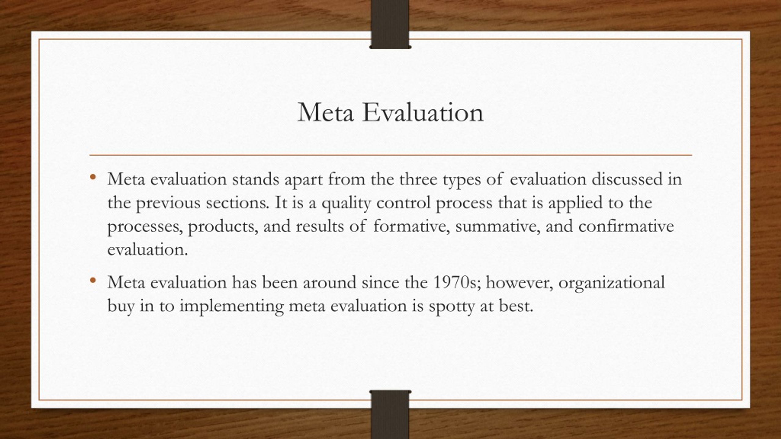 Meta Evaluation