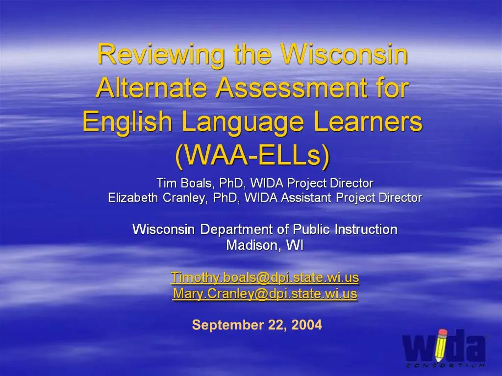 PPT Reviewing the Wisconsin Alternate Assessment for English Language