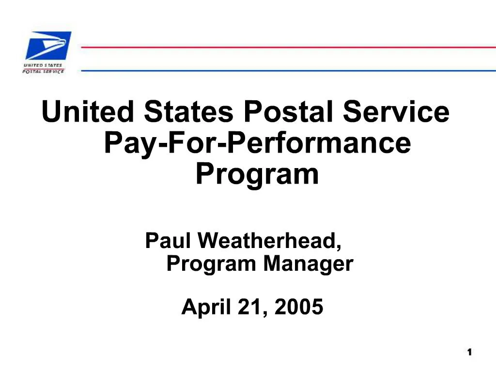 PPT United States Postal Service PayForPerformance Program PowerPoint Presentation ID511585