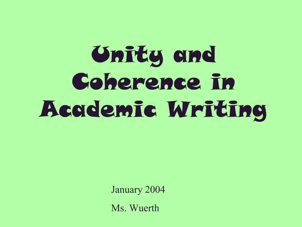 coherence in writing objectives