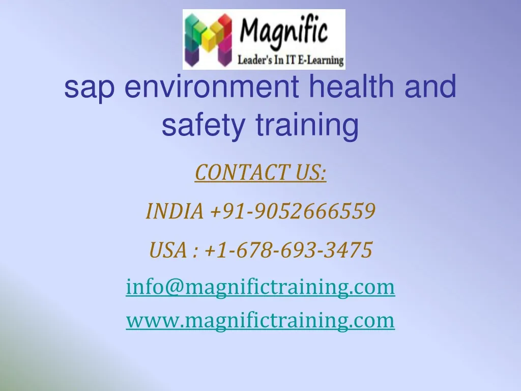 sap environment health and safety training n.