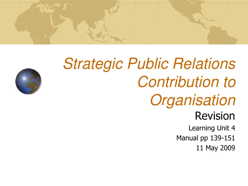strategic public relations contribution to organisation n.
