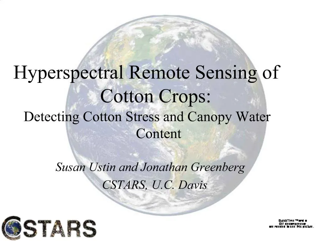 PPT Hyperspectral Remote Sensing of Cotton Crops Detecting Cotton