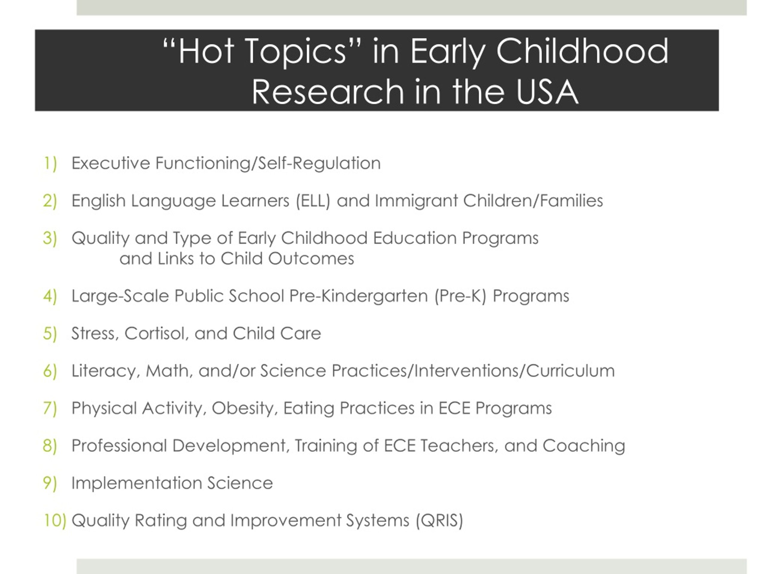research topics for early childhood education