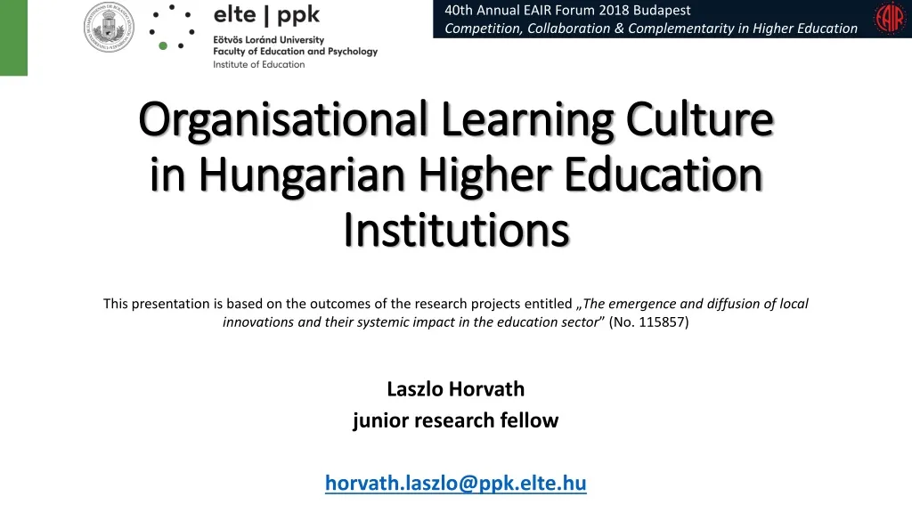 organisational learning culture in hungarian higher education institution s n.