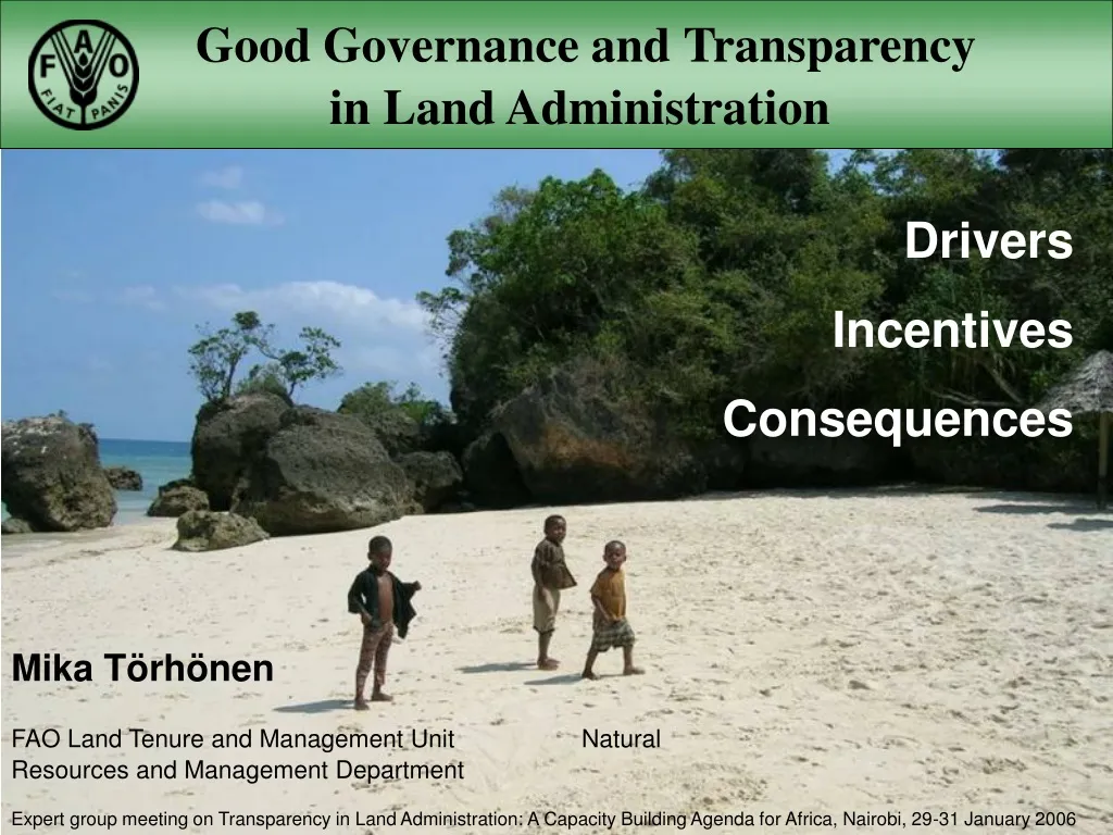 good governance and transparency in land n.