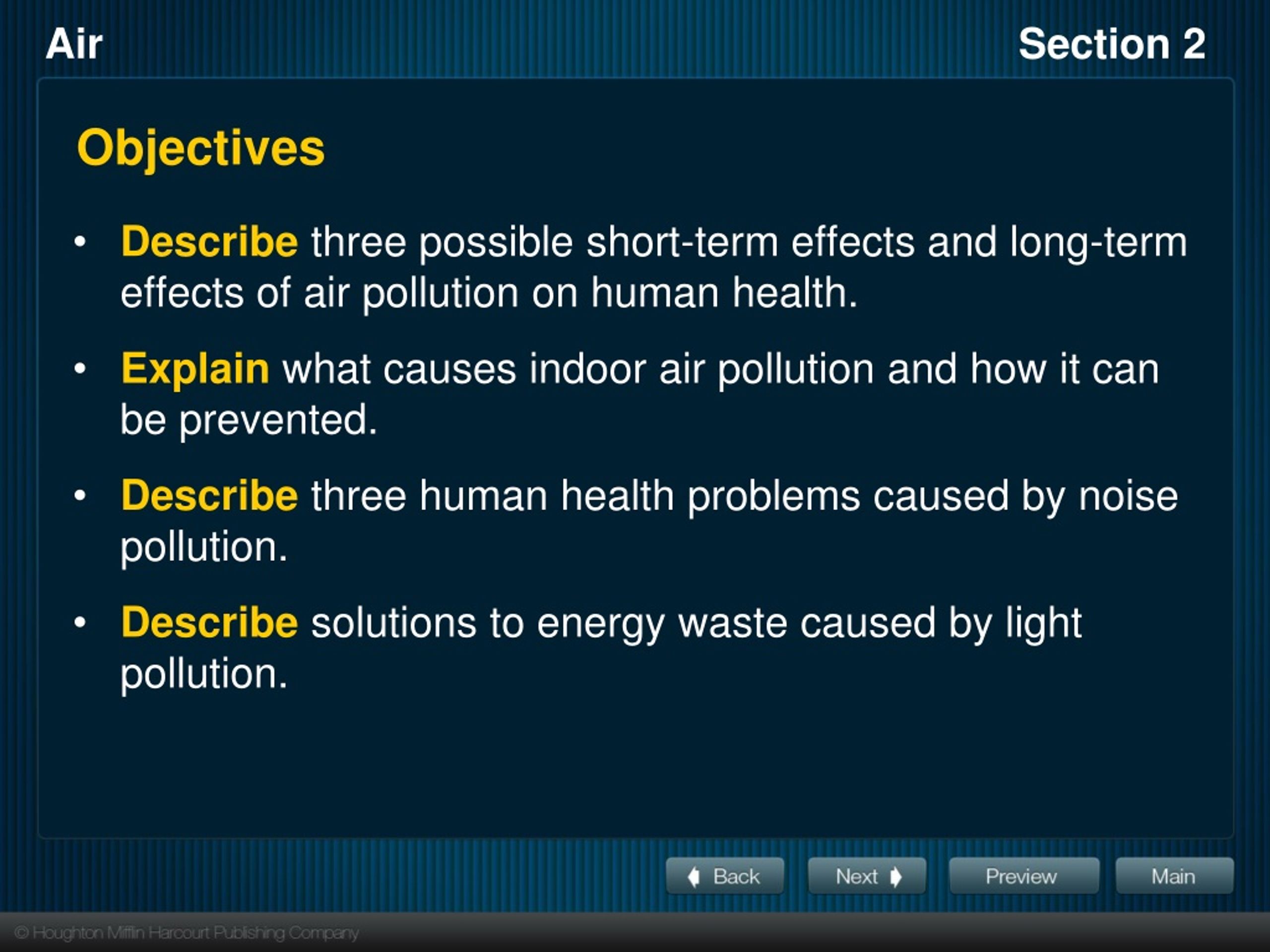 research objectives of air pollution