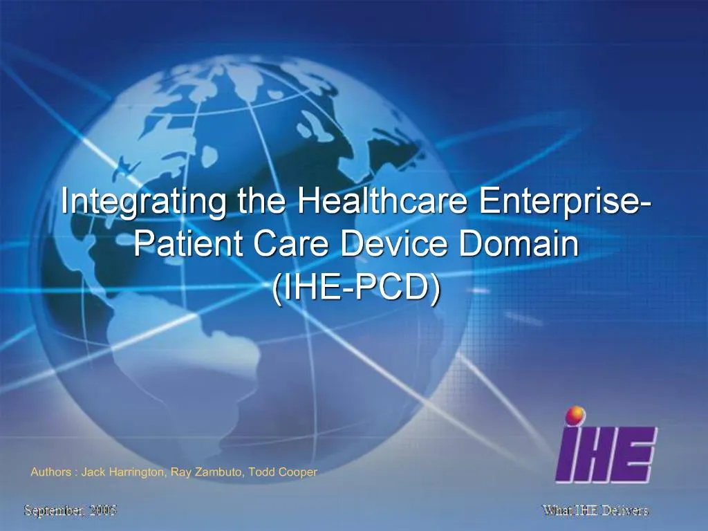 PPT - Integrating the Healthcare Enterprise- Patient Care Device Domain ...