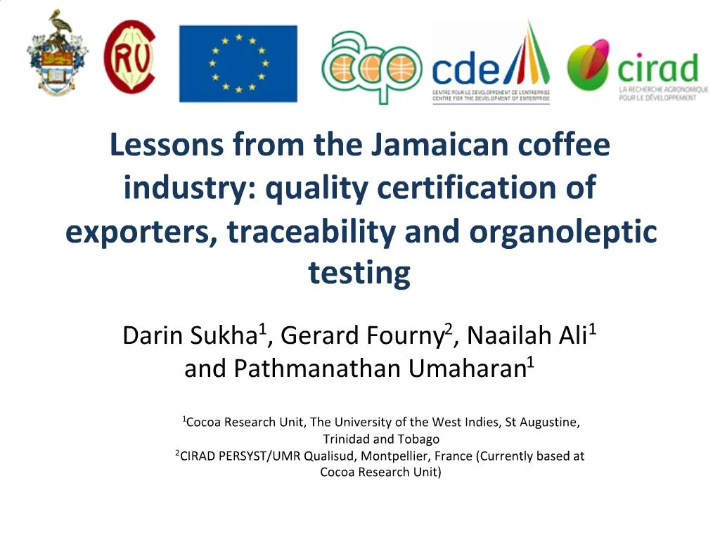 PPT - Lessons from the Jamaican coffee industry: quality certification ...