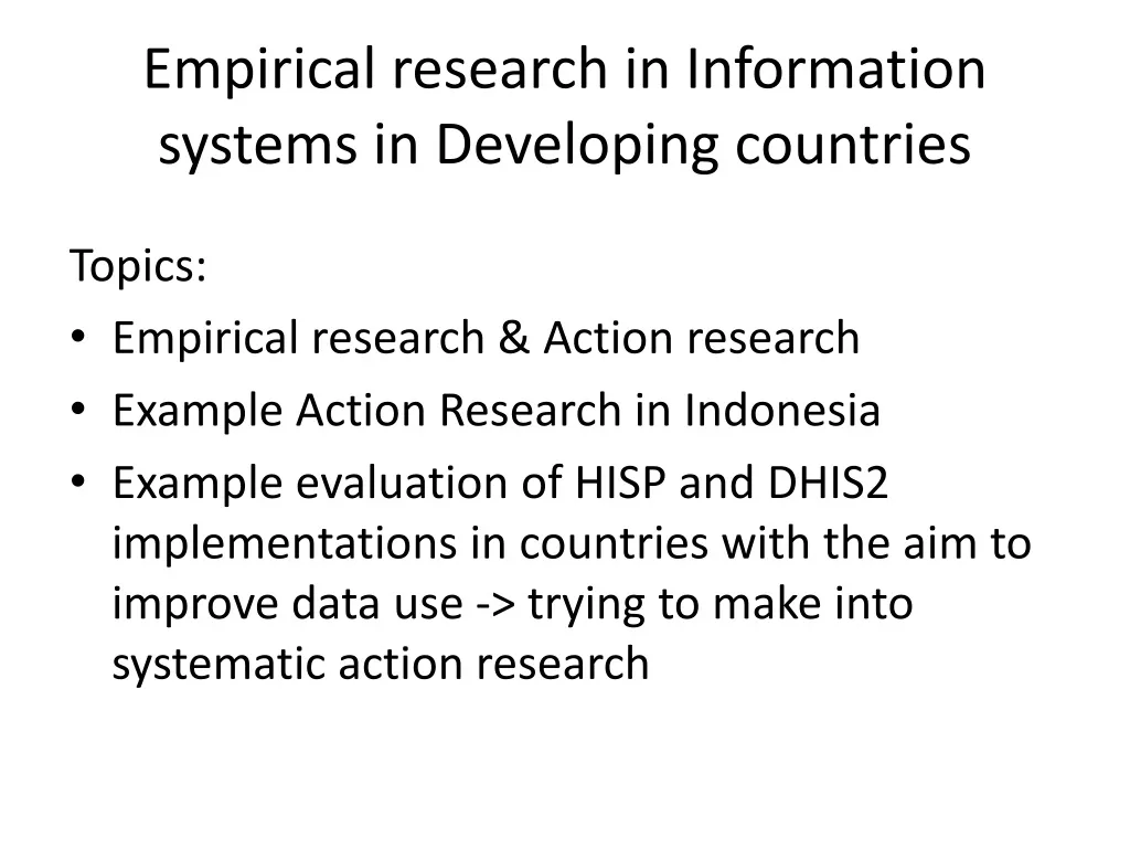 empirical research in information systems in developing countries n.