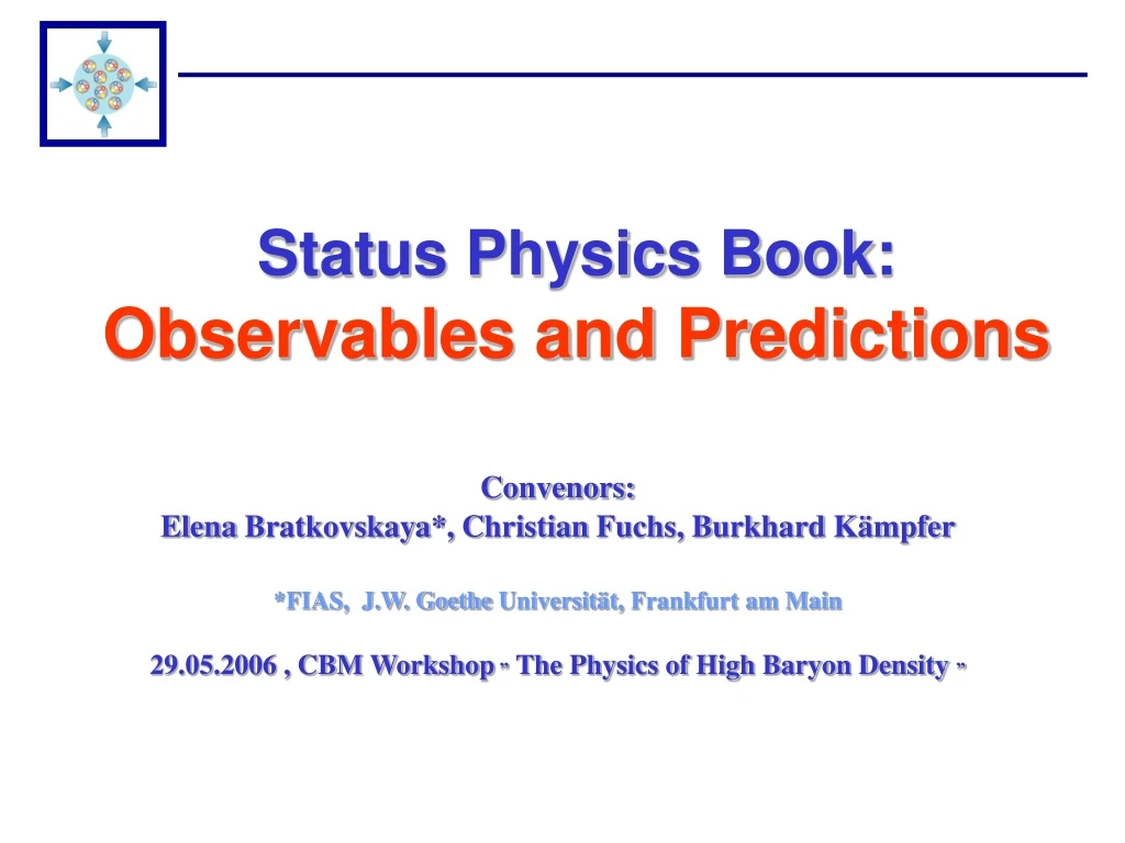 status physics book observables and predictions n.