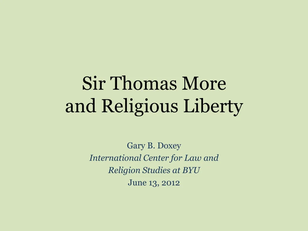 sir thomas more and religious liberty n.