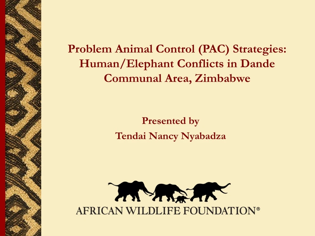 problem animal control pac strategies human elephant conflicts in dande communal area zimbabwe n.