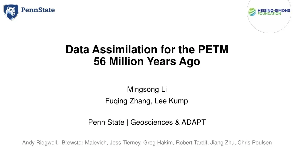 data assimilation for the petm 56 million years ago n.