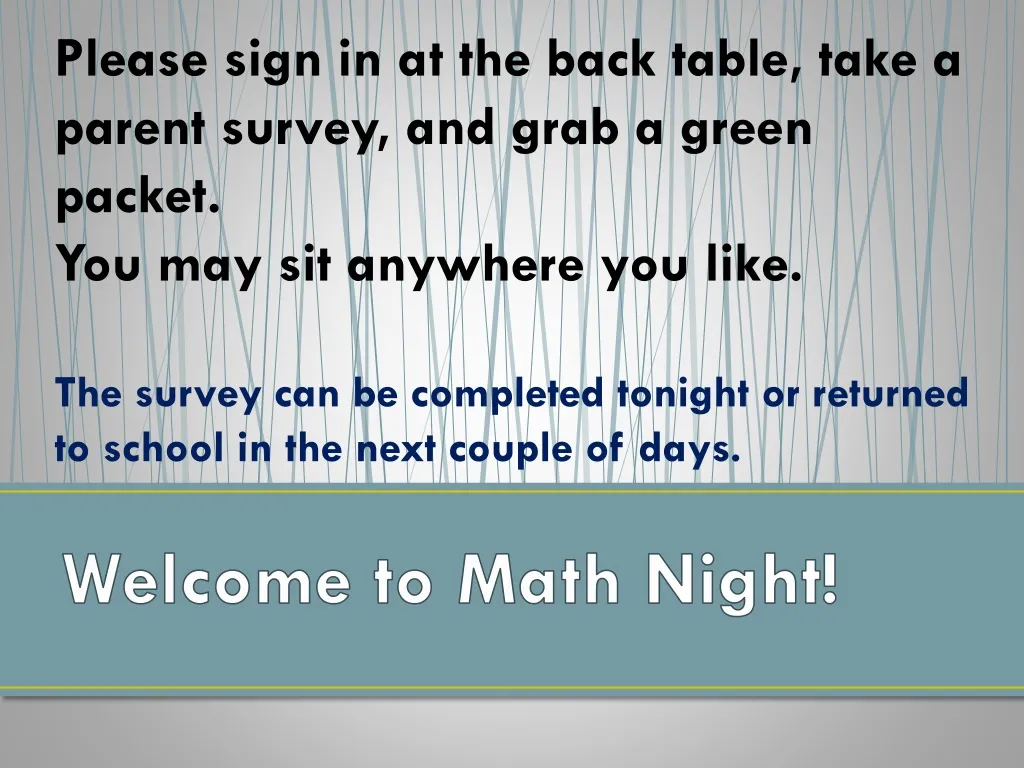 welcome to math night n.