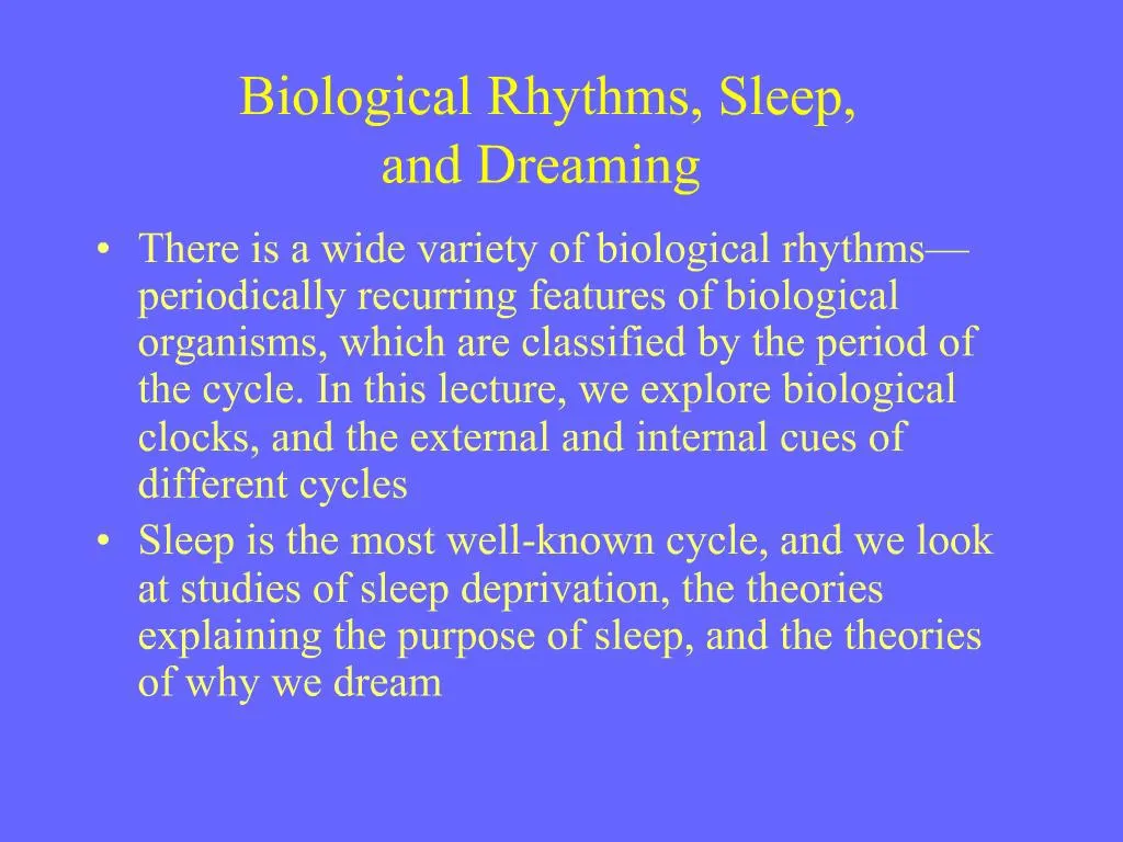 PPT - Biological Rhythms, Sleep, And Dreaming PowerPoint Presentation ...